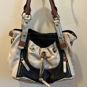 B. Makowsky Black and Cream Shoulder Bag